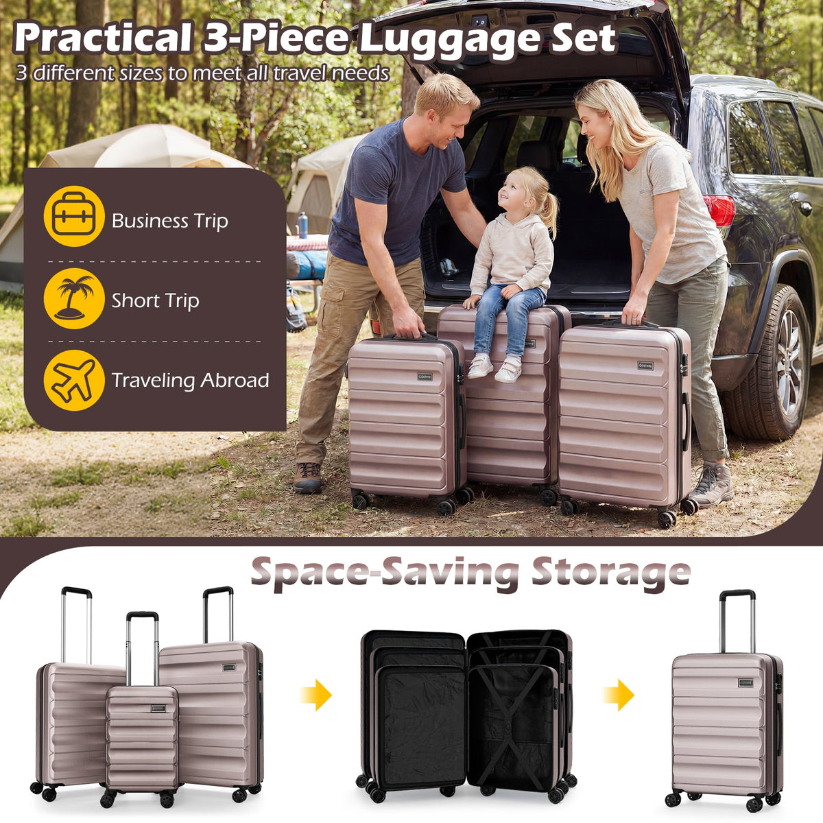 3-Piece Hardside Luggage Set — 20, 24 & 28 in
