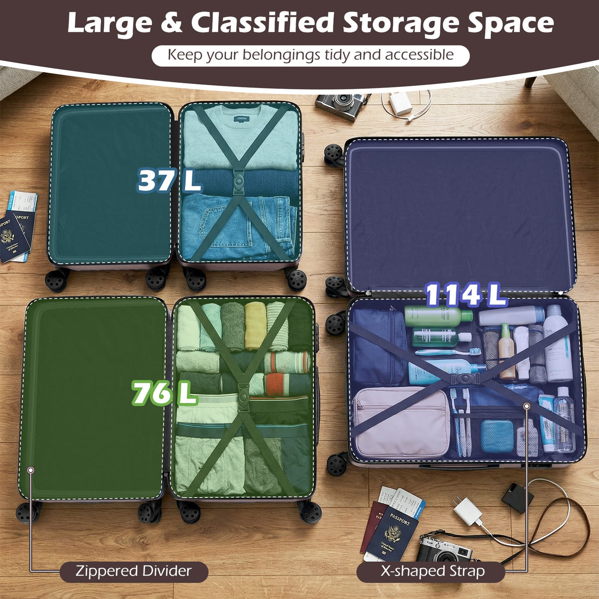 3-Piece Hardside Luggage Set — 20, 24 & 28 in