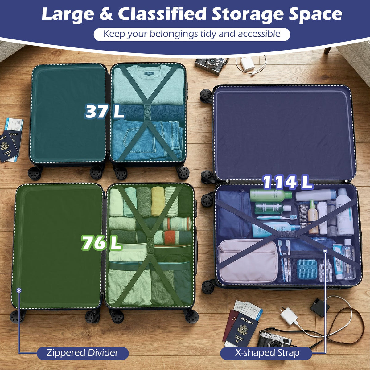 3-Piece Hardside Luggage Set — 20, 24 & 28 in