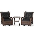 3-Piece Wicker Swivel Glider Patio Set with Side Table