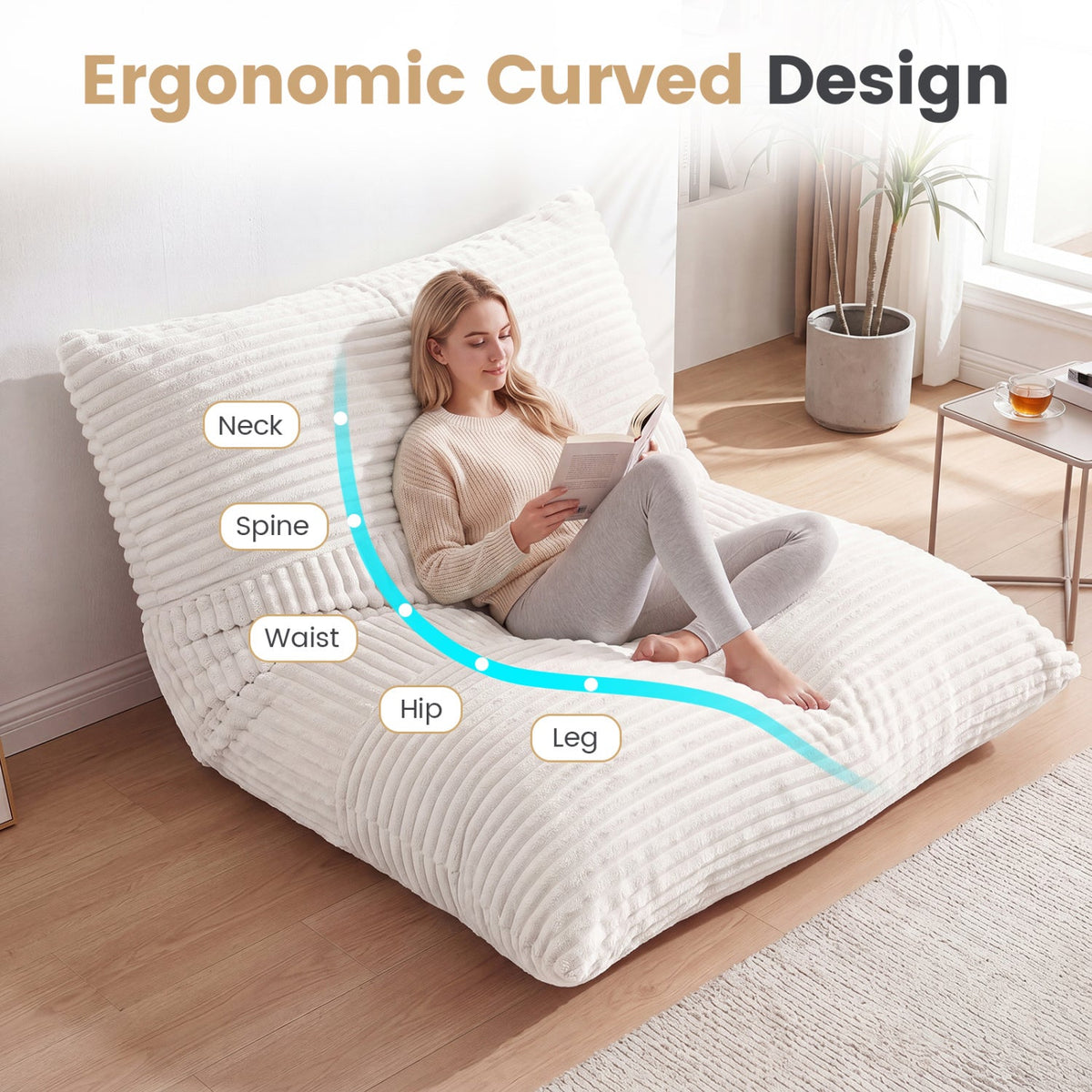 3-in-1 Corduroy Convertible Bean Bag Chair, Sofa & Bed