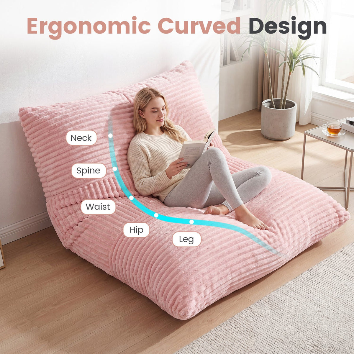 3-in-1 Corduroy Convertible Bean Bag Chair, Sofa & Bed