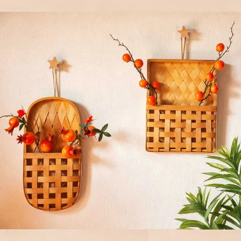 Handwoven Bamboo Wall Planter Basket