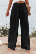 Women's Plus Size Shirred-Waist Wide-Leg Pants
