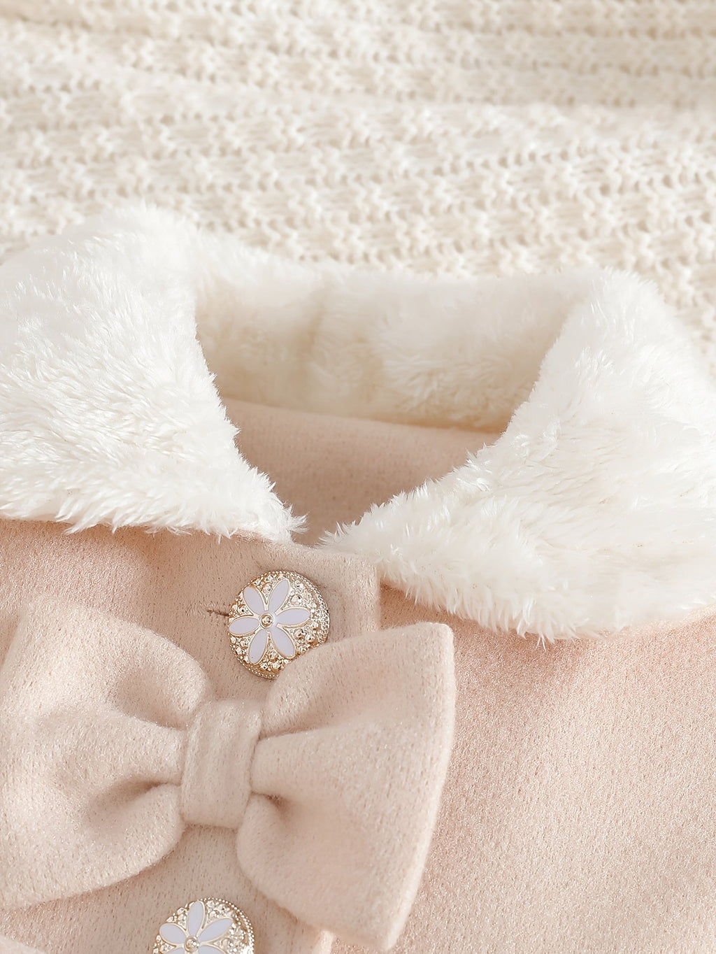 Baby Girls’ Fleece Turtleneck Jacket with Bow