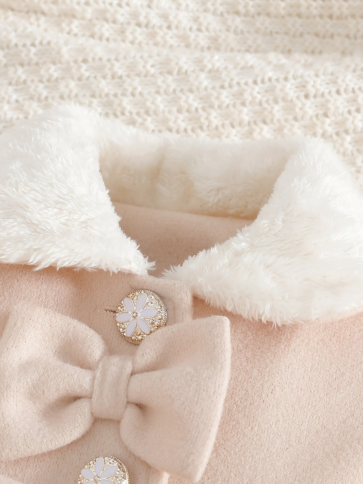 Baby Girls’ Fleece Turtleneck Jacket with Bow