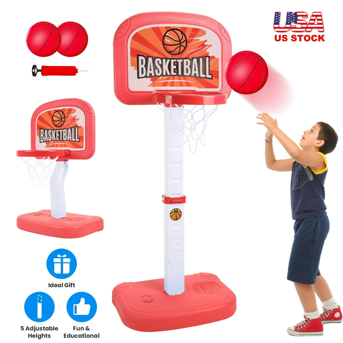 2-in-1 Pool Basketball Game Set with 2 Balls