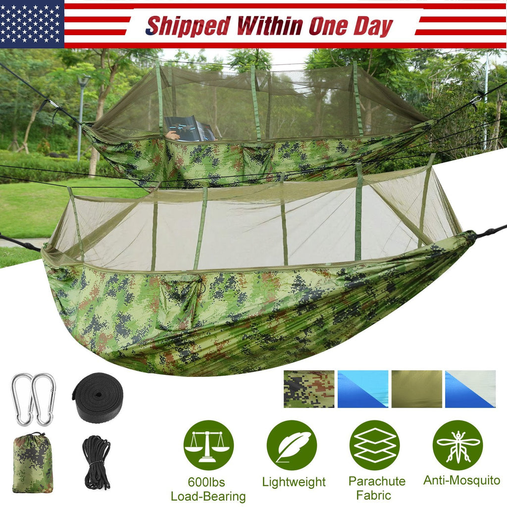 2-Person Camping Hammock with Mosquito Net — 600 lb Capacity