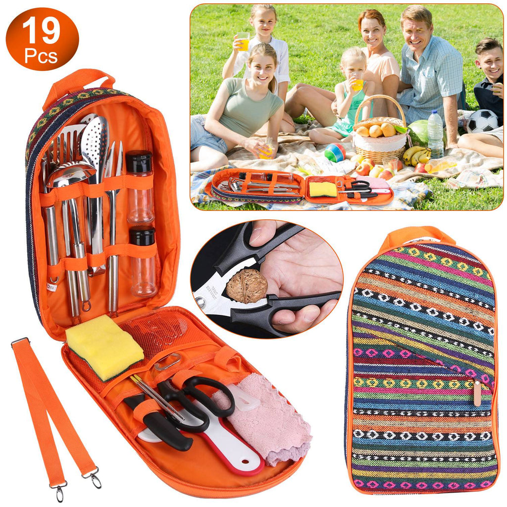 19-Piece Camping Cooking Utensil Kit with Storage Bag