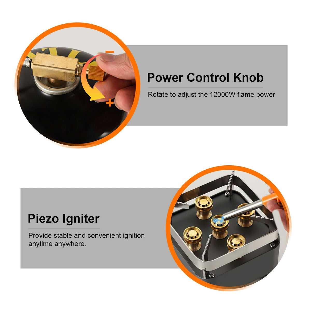 12,000W Portable Camping Stove with Cassette Adapter & Carry Case