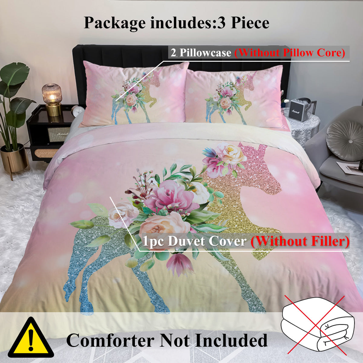 Kids' Cartoon Duvet Cover & Pillow Sham Set — 3 Pieces