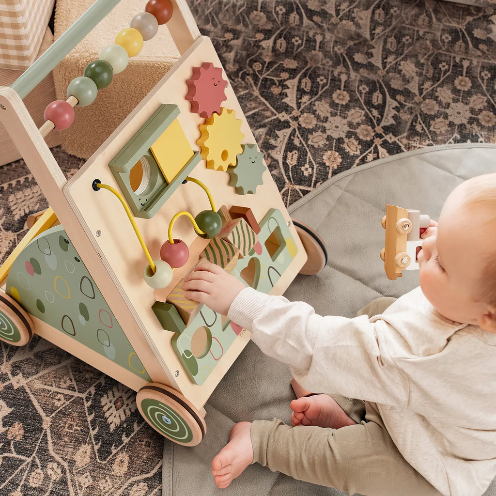 Tiny Land Sage Green Wooden Baby Walker