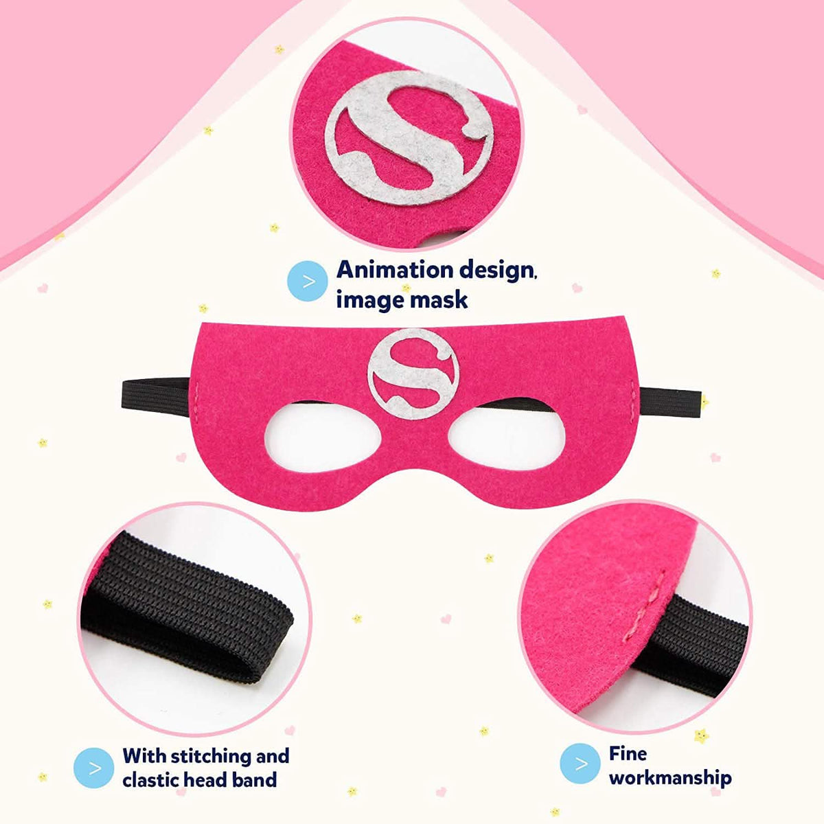 Girls’ Superhero Dress-Up Capes & Slap Bracelets Set, 4 Pieces