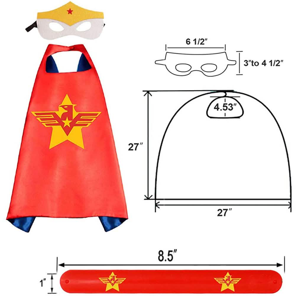 Girls’ Superhero Dress-Up Capes & Slap Bracelets Set, 4 Pieces