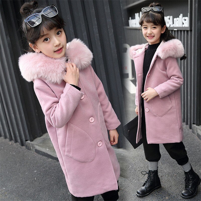 Girls’ Long-Sleeve Hooded Coat