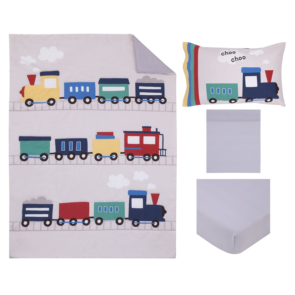 Everything Kids Choo Choo Train Toddler Bedding — 4 Pieces