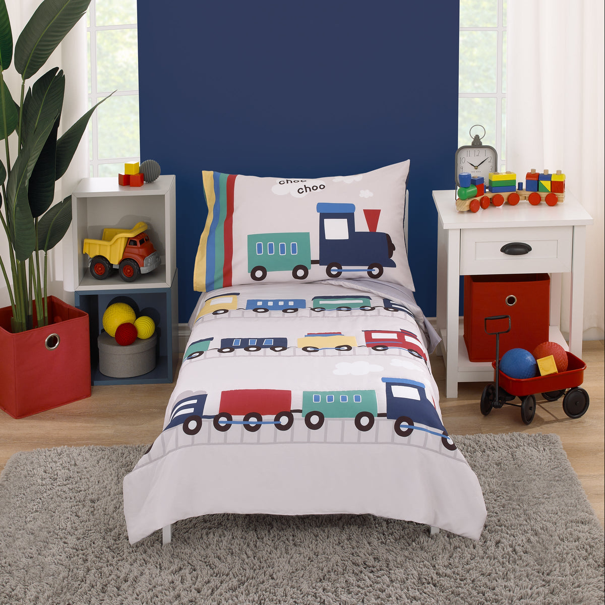 Everything Kids Choo Choo Train Toddler Bedding — 4 Pieces
