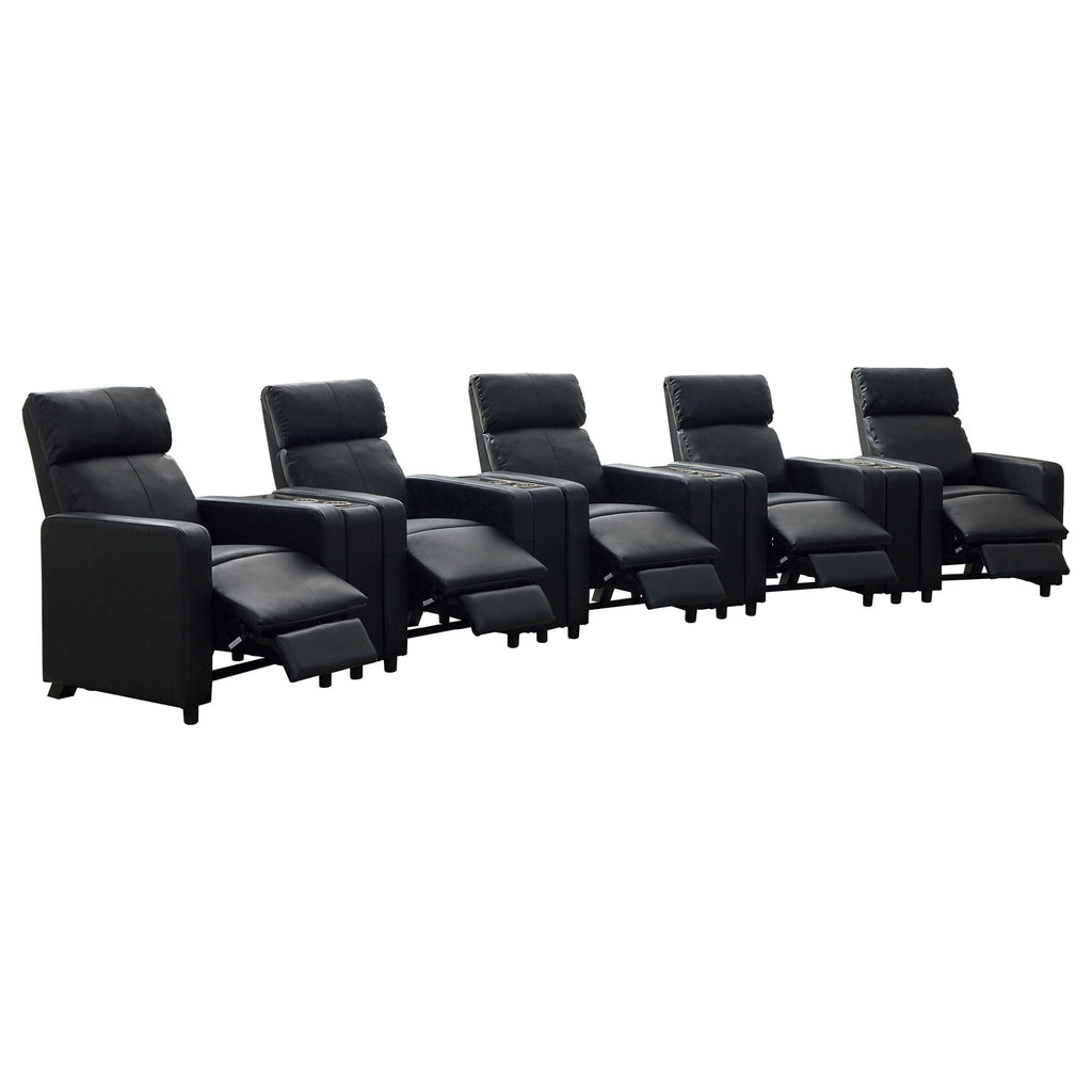 Toohey Upholstered Tufted Recliner Living Room Set Black