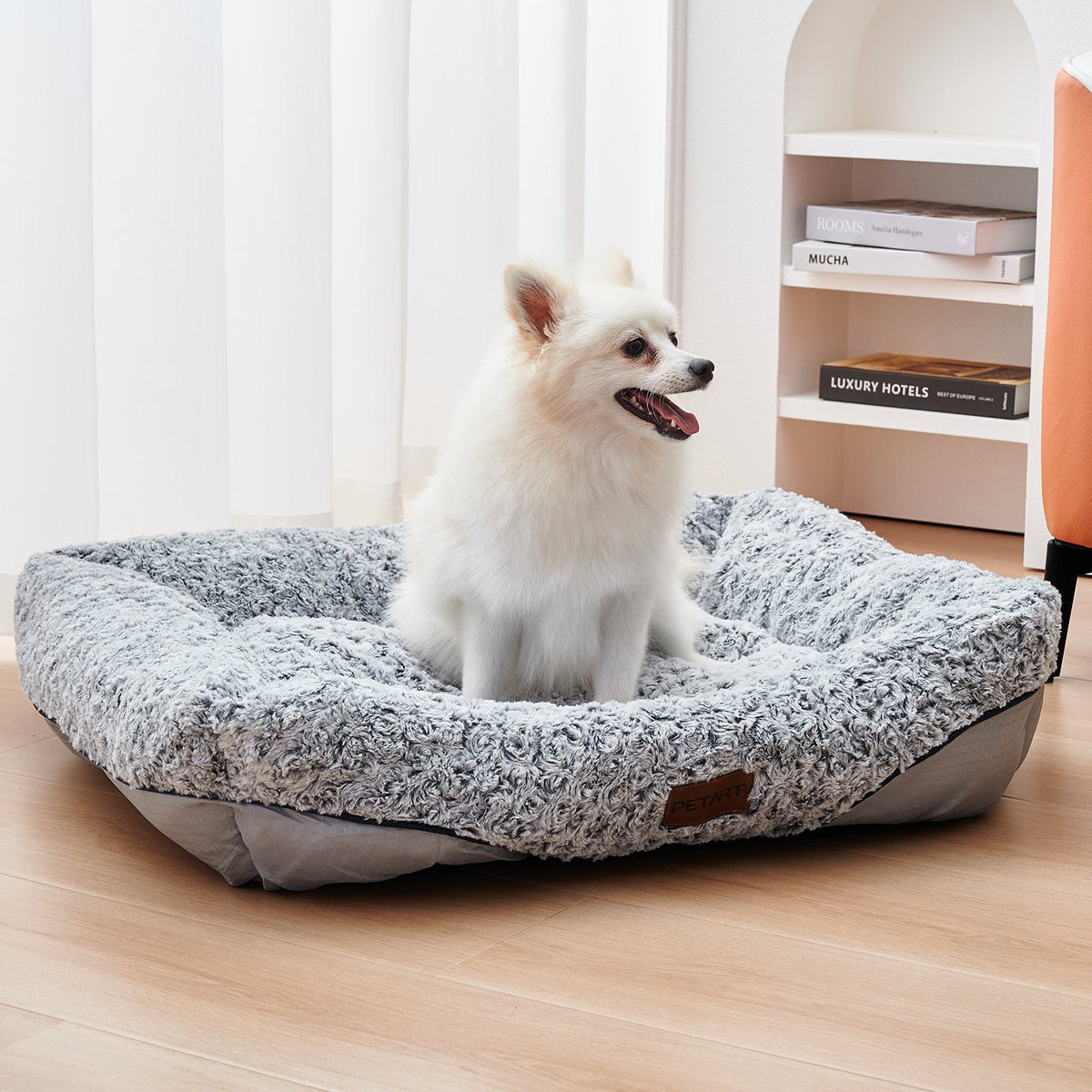 Swirl Rose Velvet Dog Beds For Small Medium Dogs Removable Cushion Calming Dog Sofa Beds Anti-Anxiety Machine