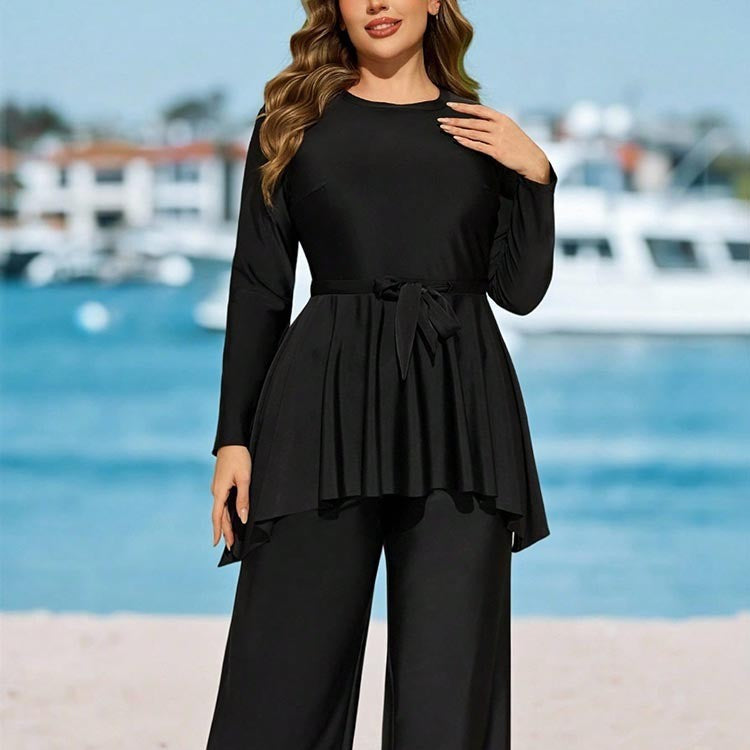 Women's Plus Size Strapless Two-Piece Swim Dress Set