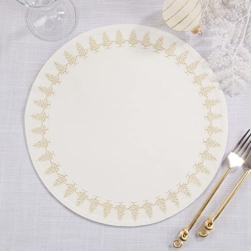 Embroidered Christmas Round Placemats – Set of 4