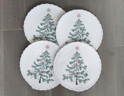 Woven Christmas Round Placemats – Set of 4