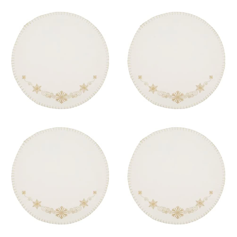 Embroidered Christmas Round Placemats – Set of 4