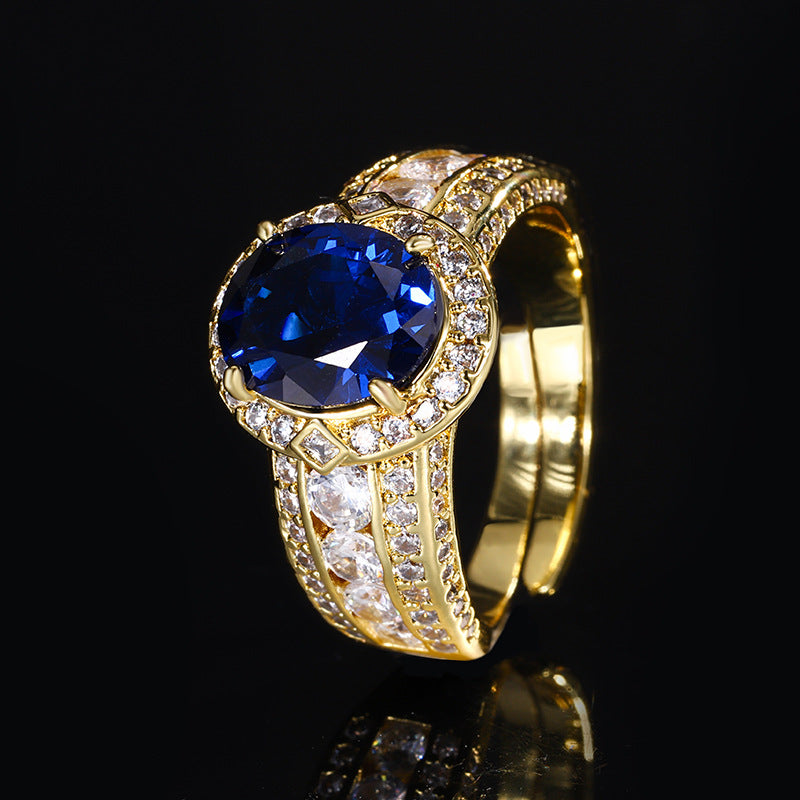 18K Gold-Plated Colorful Stone Statement Ring