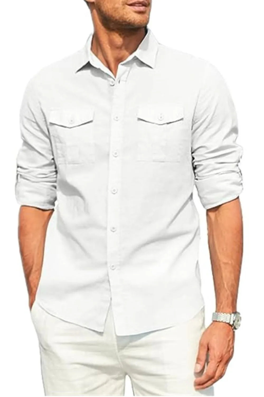 Men's Plus Size Cotton Button-Down Shirt