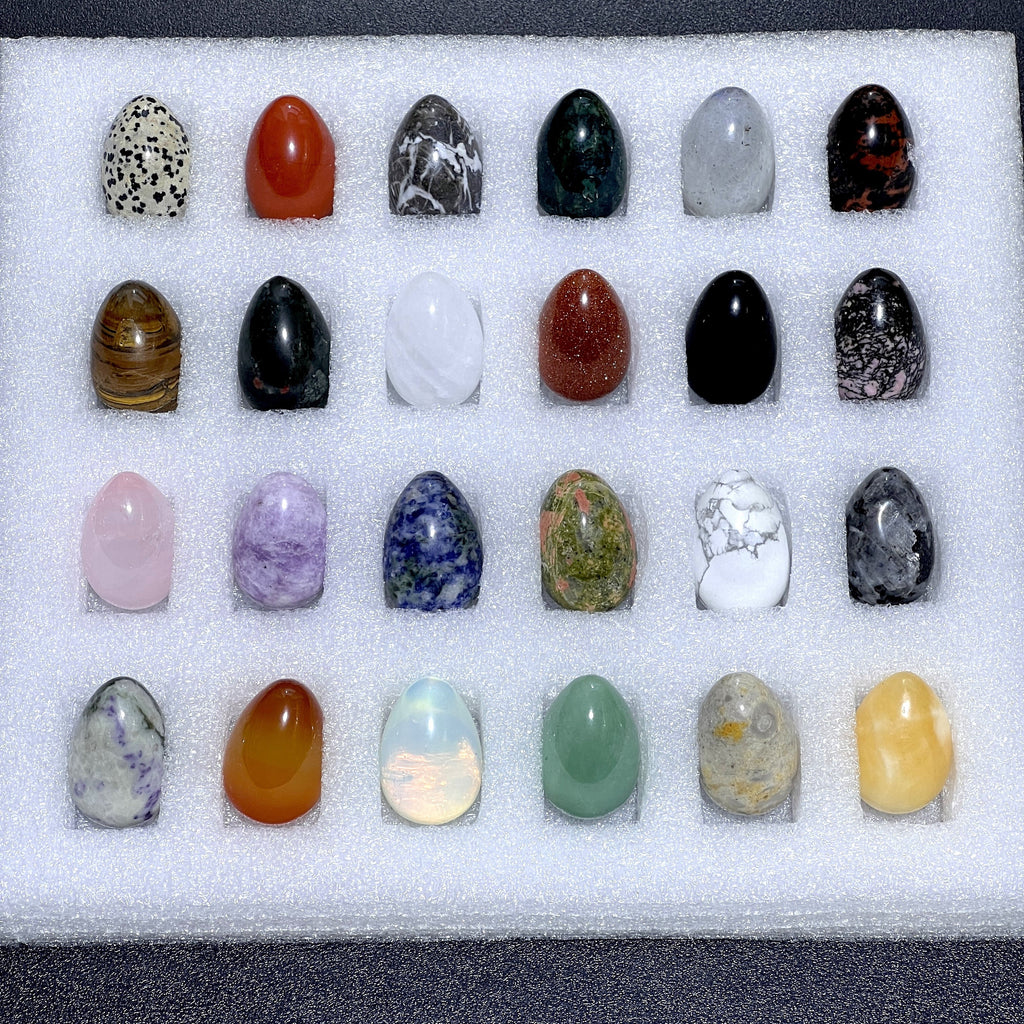 Assorted Gemstone Decorative Eggs — Set of 24