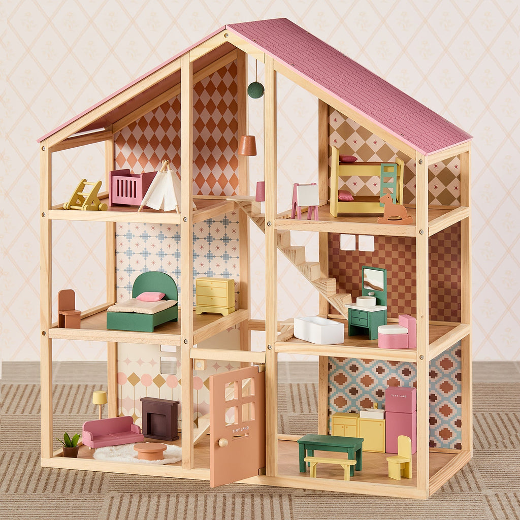Tiny Land Sweetwood Wooden Dollhouse with Furniture – No Dolls