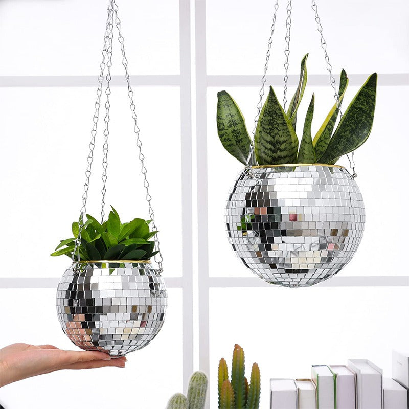 Hanging Disco Ball Flower Planter