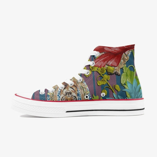 Jacki Easlick Tiger Flower High-Top Canvas Sneakers