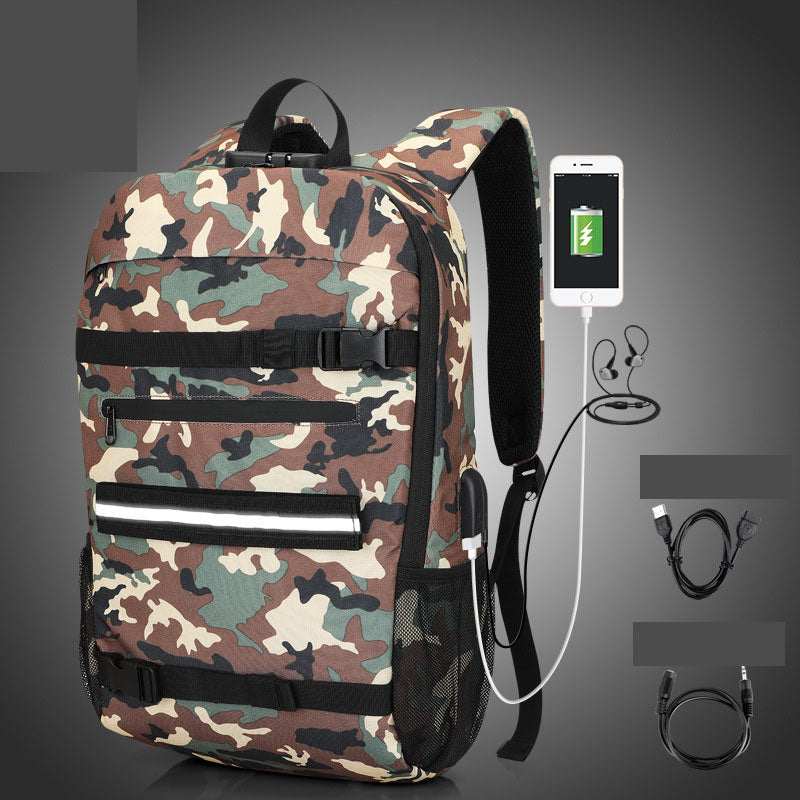Camouflage Backpack with USB Port & Anti-Theft Lock
