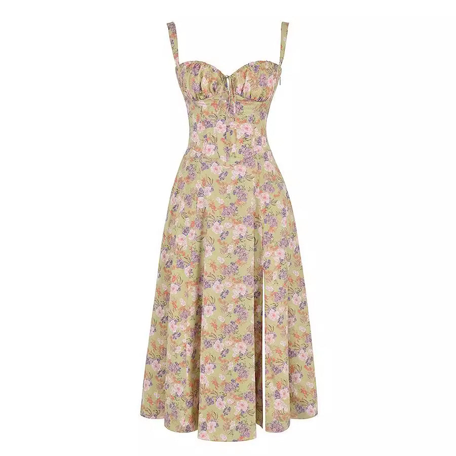 Floral Backless Sleeveless Midi Dress
