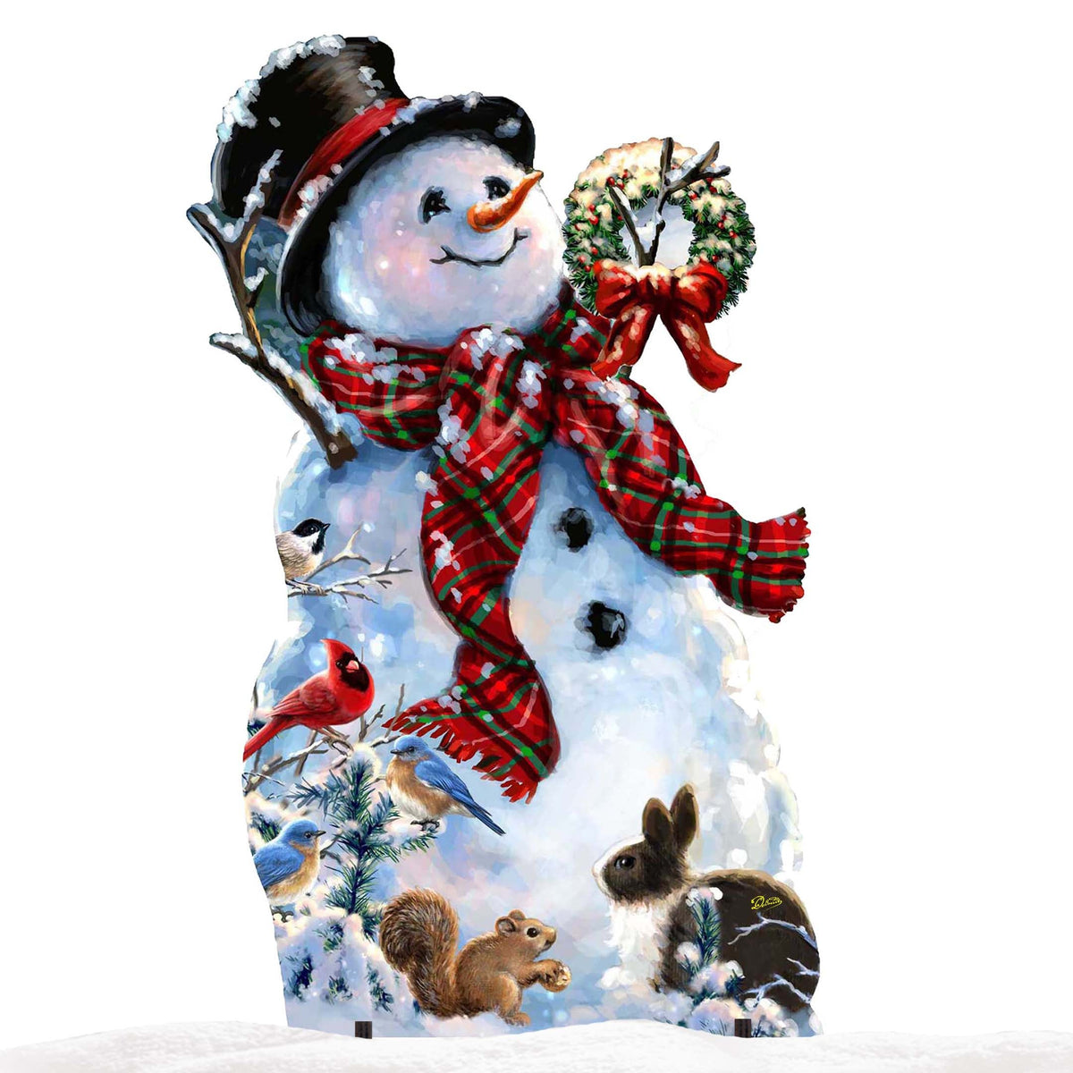 An Old-Fashioned Christmas Outdoor Yard Sign by D Gelsinger Featuring Santa and Snowman Decor