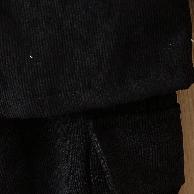 Baby Black Button-Front Jacket & Pants Set