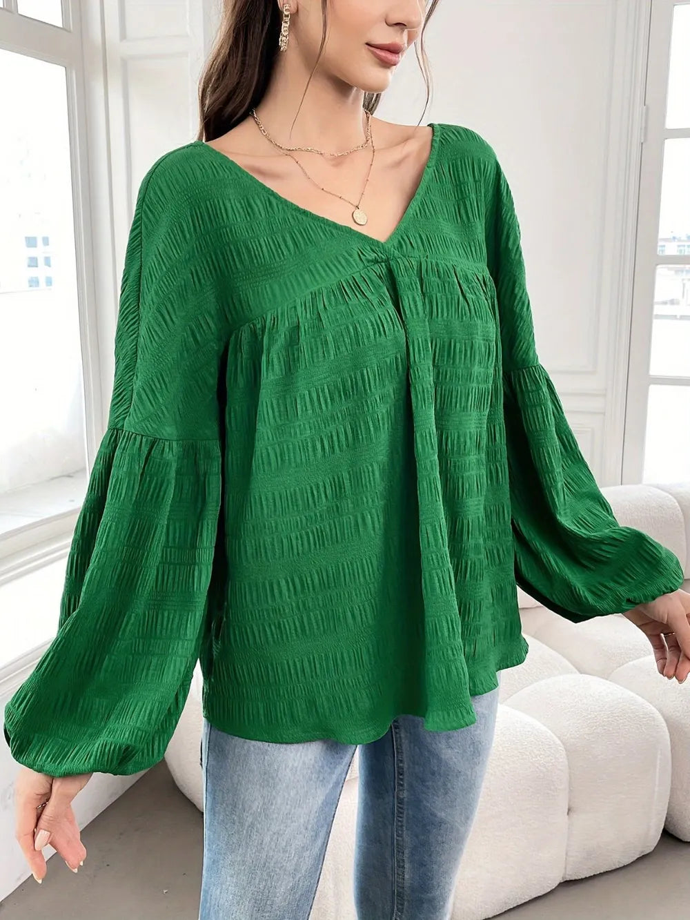 Women's Plus Size Solid Long-Sleeve Shirt