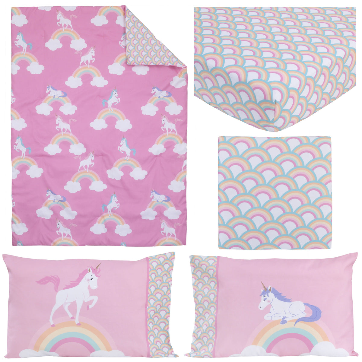 Everything Kids Rainbow Unicorn Toddler Bedding — 4 Pieces