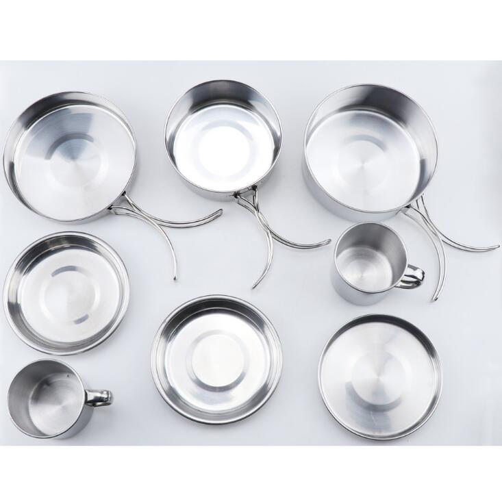 Mayitr 8-Piece Stainless Steel Camping Cookware Set