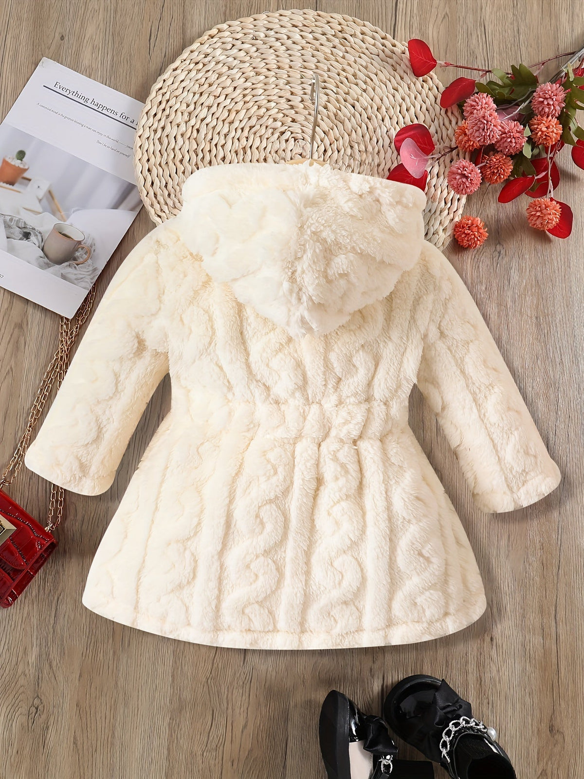 Girls’ Fuzzy Fleece Hooded Zip-Up Jacket