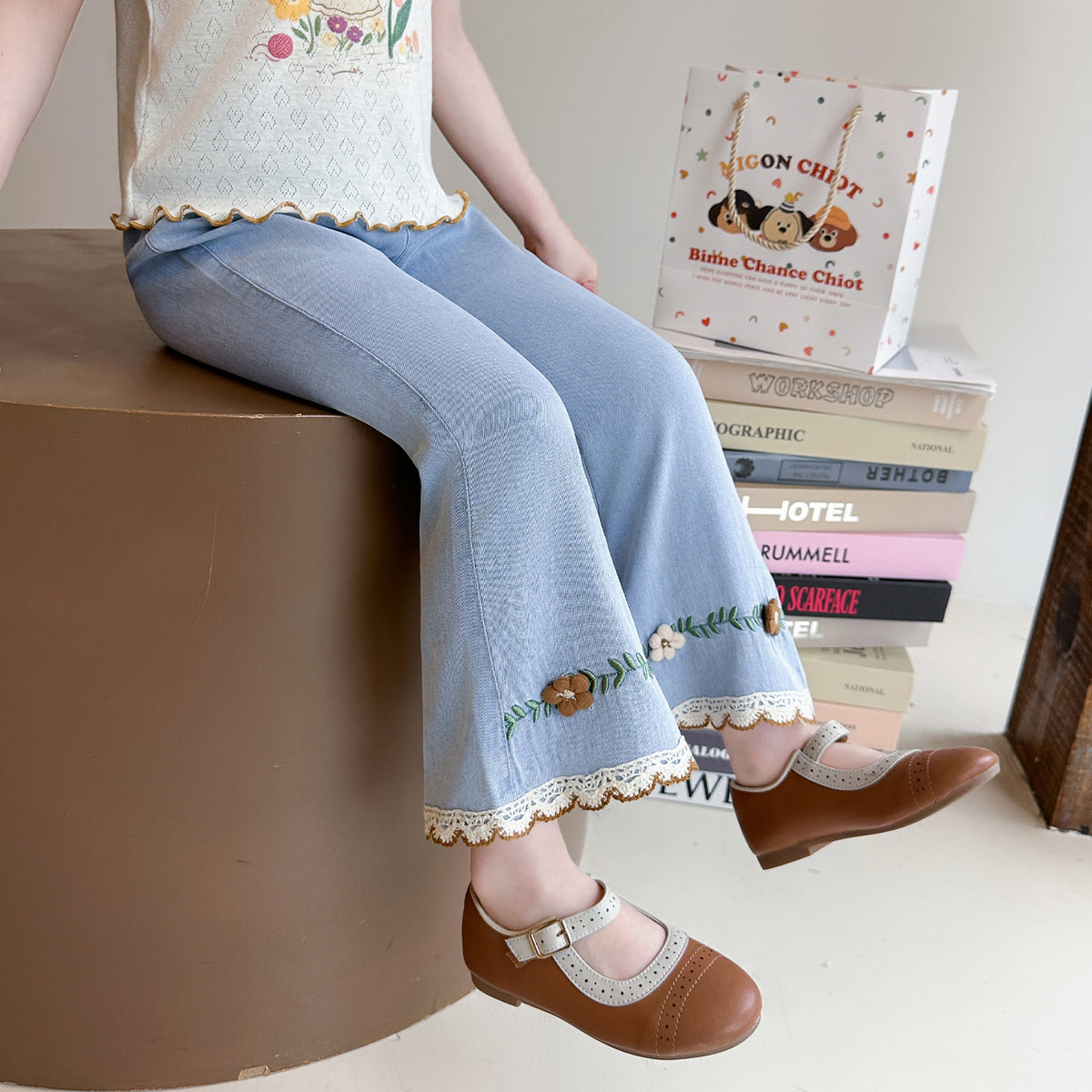 Kids’ Floral Flared Jeans