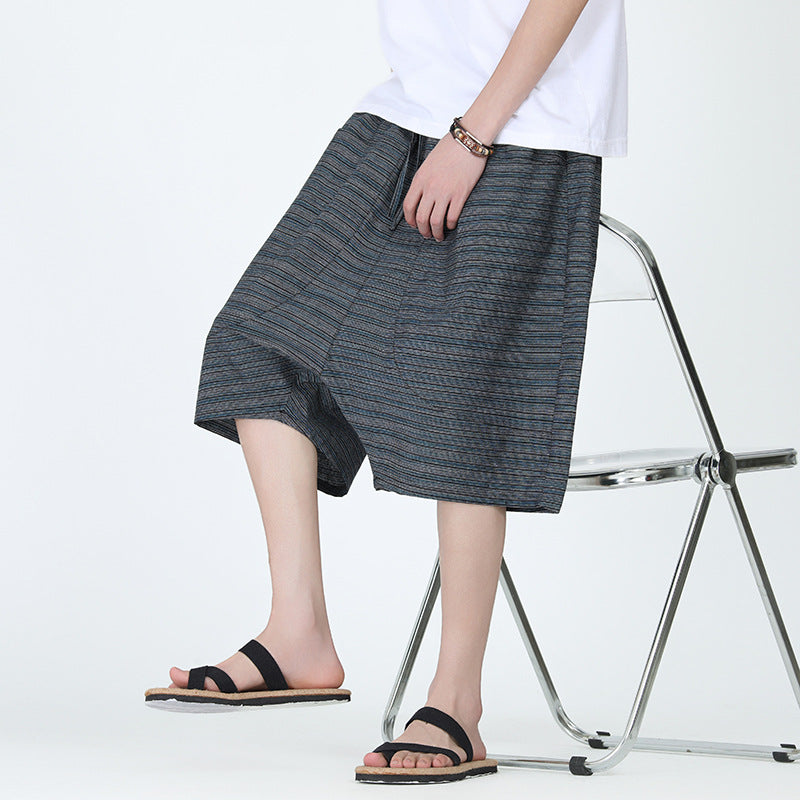 Men's Plus Size Cotton-Linen Drawstring Shorts