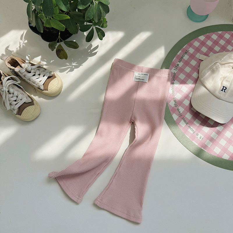 Girls’ Solid-Color Stretch Flared Pants