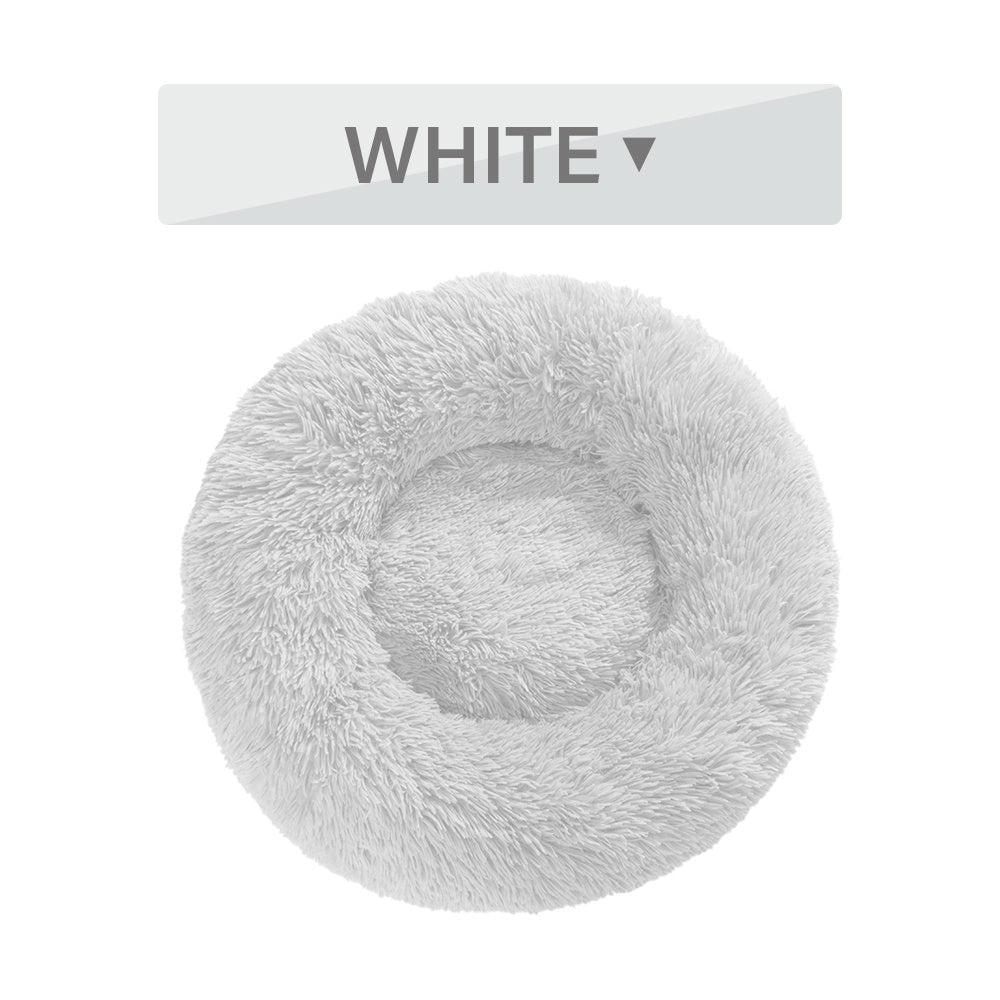 Washable Plush Donut Pet Bed – Calming Cushion for Cats & Dogs