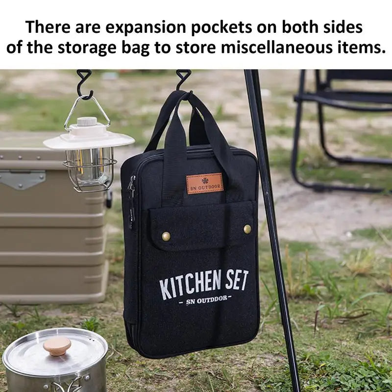 8-Piece Stainless Steel Camping Kitchen Utensil Set with Organizer