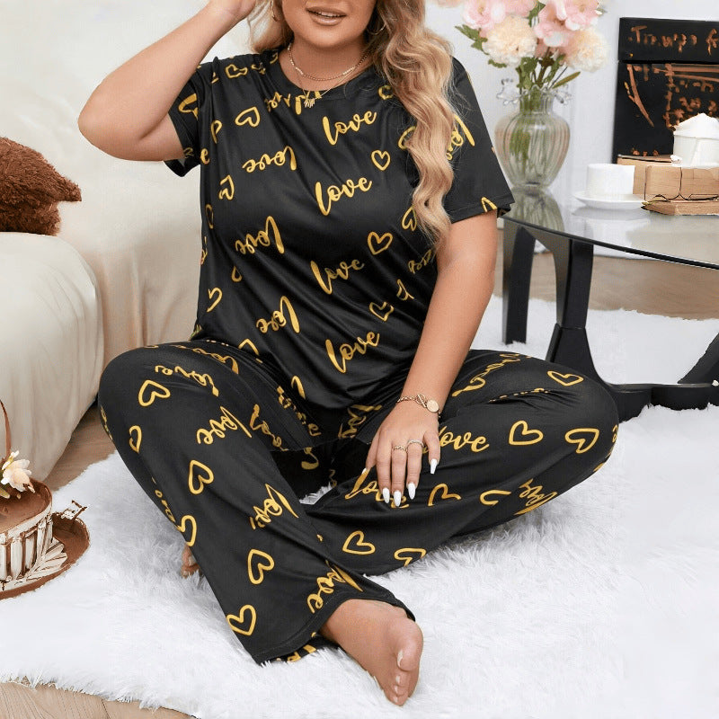 Women's Plus Size Heart-Print Pajama Set