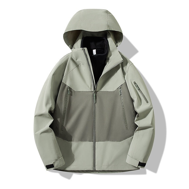 Unisex Plus Size 3-in-1 Waterproof Fleece-Lined Jacket