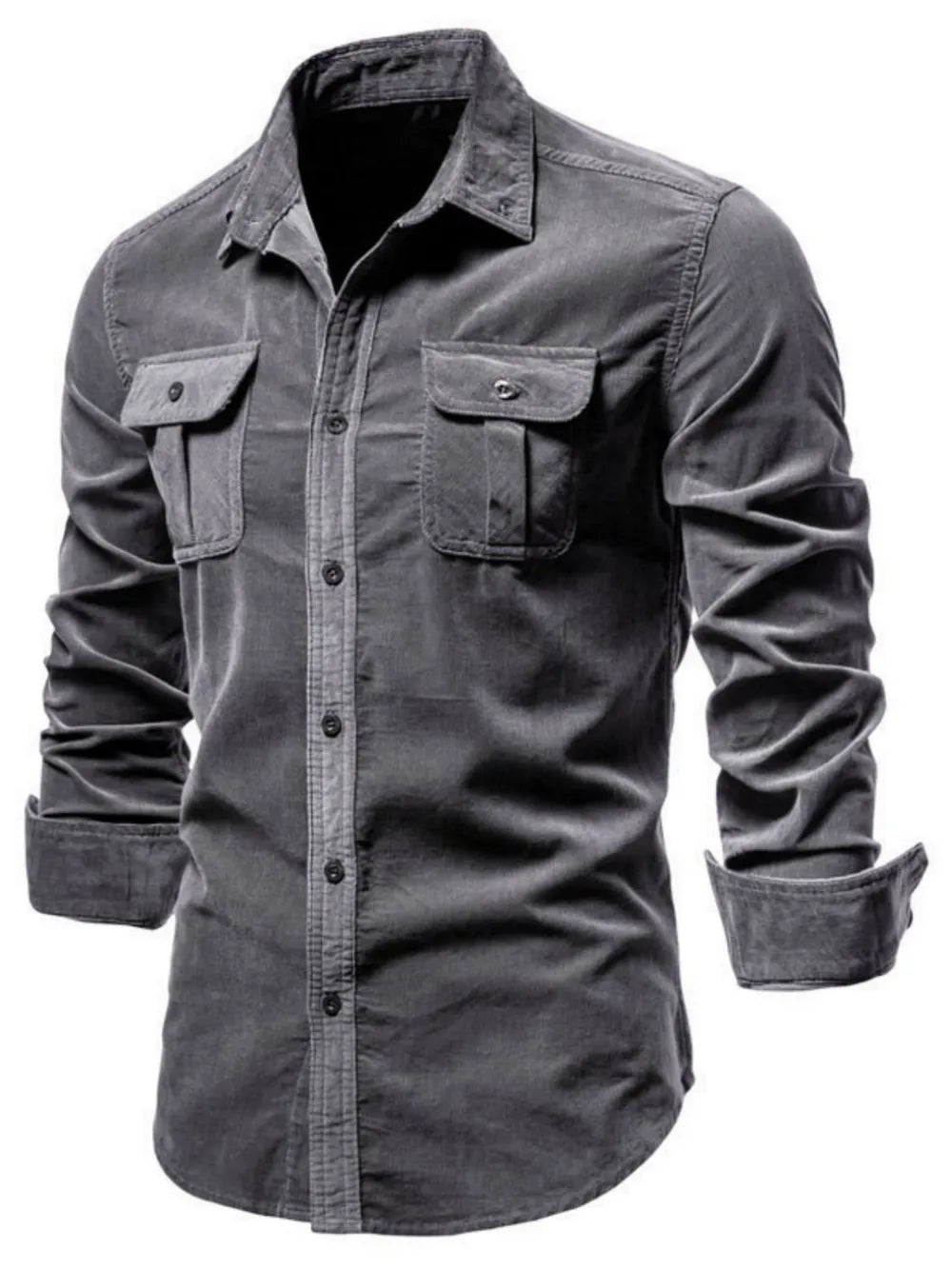 Men's Plus Size Solid Button-Down Collared Shirt