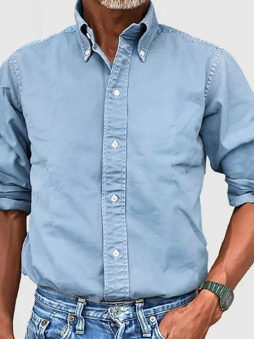 Men's Plus Size Collared Button-Down Shirt